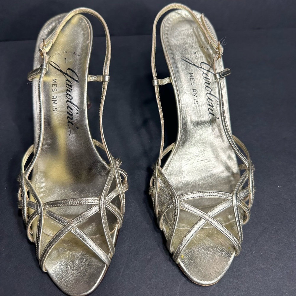 GARaLOMI Gold Strappy Heels size 6.5 pre owned Exellent condition